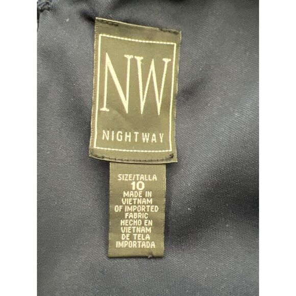 Nightway Navy Women Illusion-V Wide Leg Jumpsuit Size 10 - Picture 10 of 12